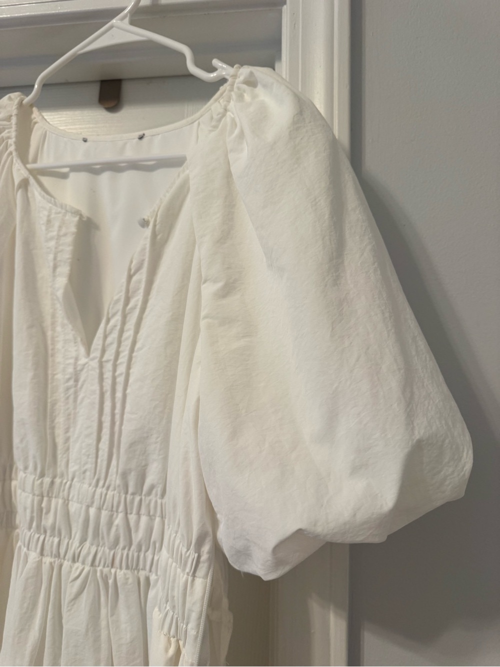 French Connection White Puff-Sleeve Midi Dress - Picture 5 of 6